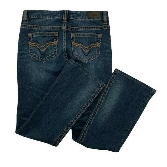 Harley Davidson Denim Jeans Women Size 6 Bootcut Stretch Med Wash Whiskers Blue - Picture 6 of 9